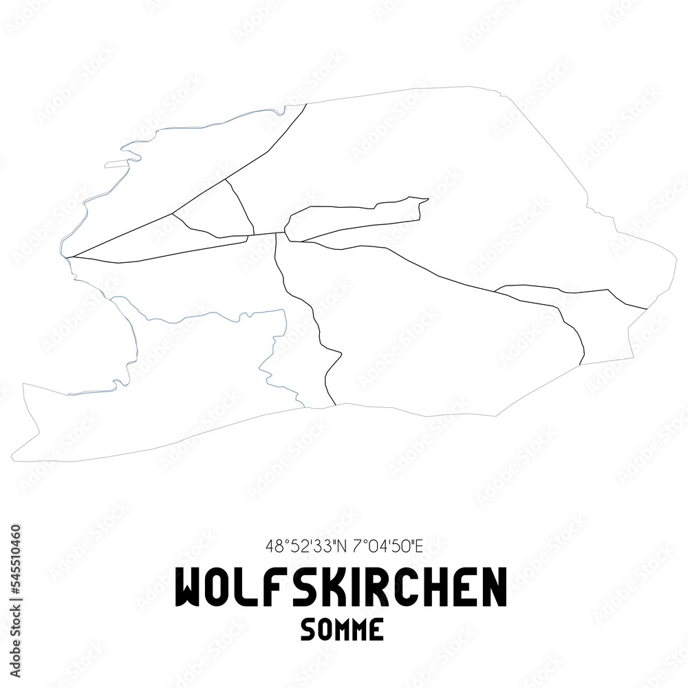 WOLFSKIRCHEN Somme. Minimalistic street map with black and white lines.