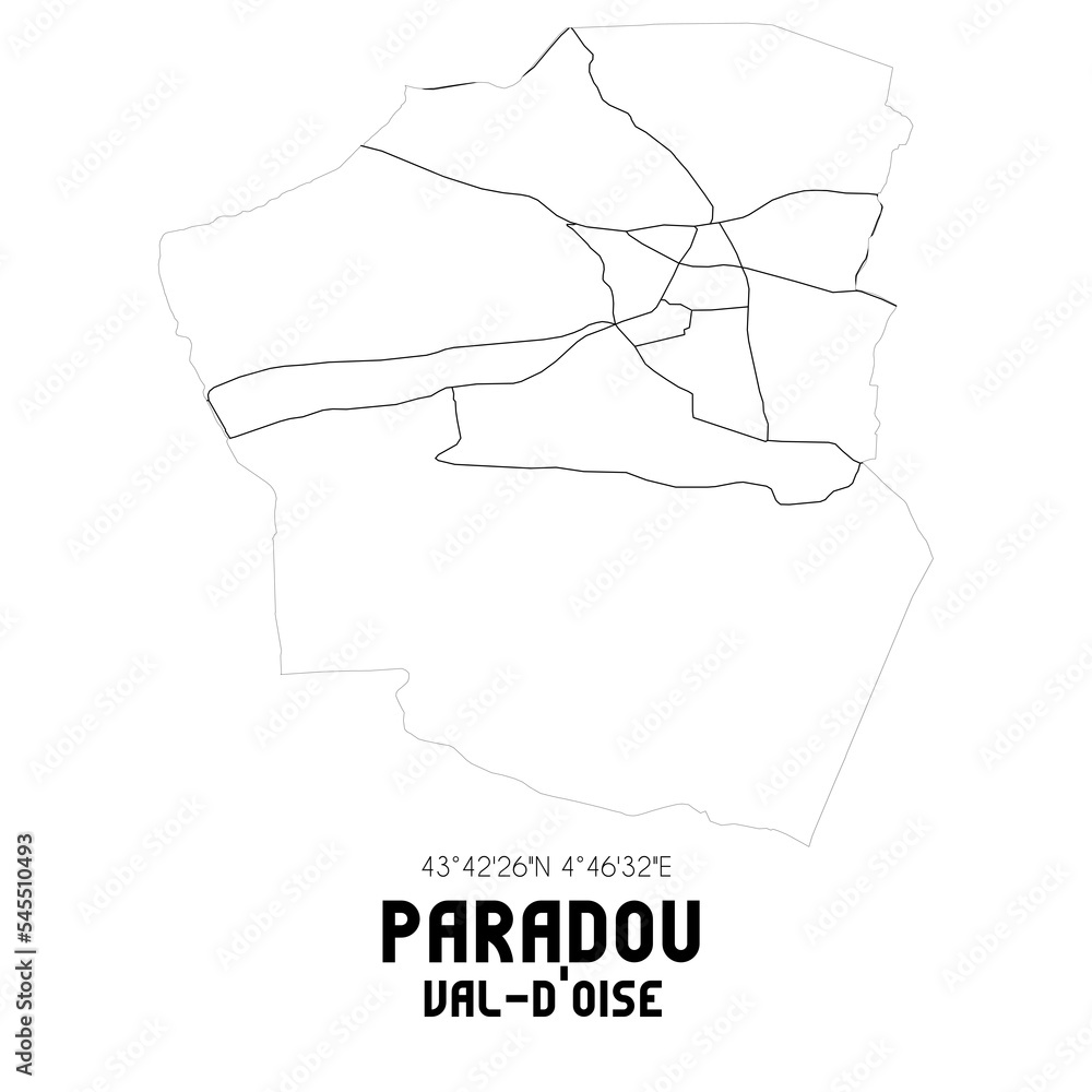 PARADOU Val-d'Oise. Minimalistic street map with black and white lines.