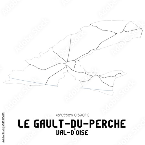 LE GAULT-DU-PERCHE Val-d Oise. Minimalistic street map with black and white lines.