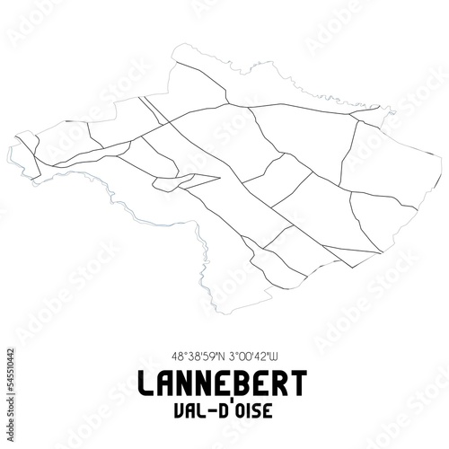 LANNEBERT Val-d'Oise. Minimalistic street map with black and white lines.