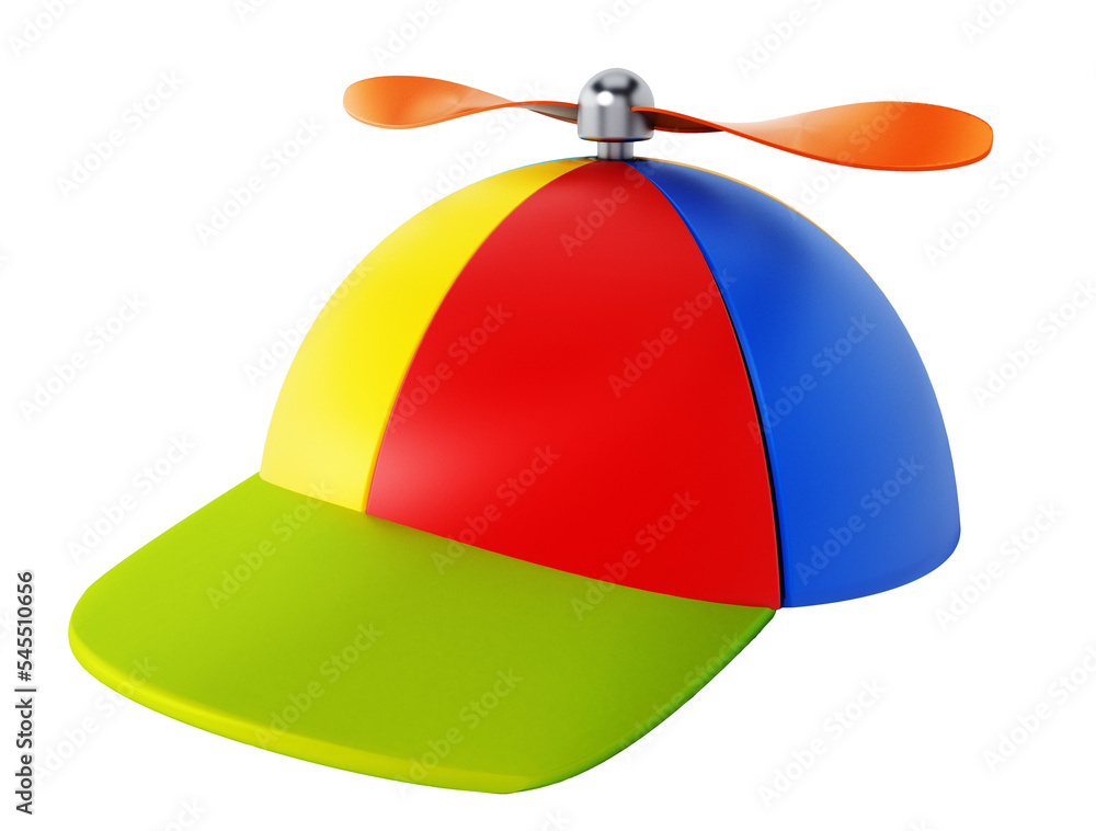 Multi colored hat with propeller on transparent background - obrazy, fototapety, plakaty 
