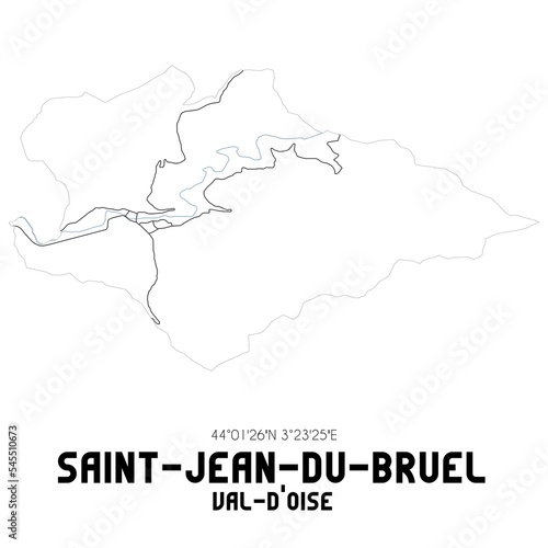 SAINT-JEAN-DU-BRUEL Val-d Oise. Minimalistic street map with black and white lines.
