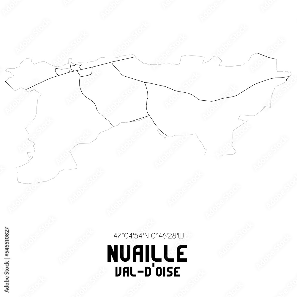 NUAILLE Val-d'Oise. Minimalistic street map with black and white lines.