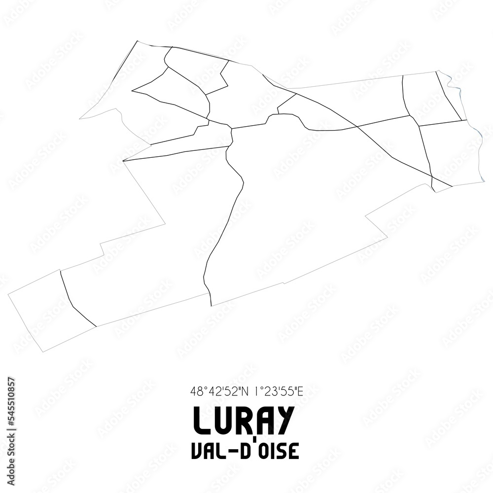 LURAY Val-d'Oise. Minimalistic street map with black and white lines. LURAY Val-d'Oise. Minimalistic street map with black and white lines.