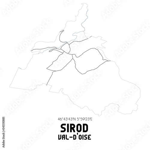 SIROD Val-d'Oise. Minimalistic street map with black and white lines. photo