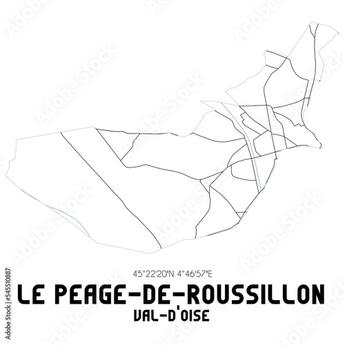 LE PEAGE-DE-ROUSSILLON Val-d Oise. Minimalistic street map with black and white lines.