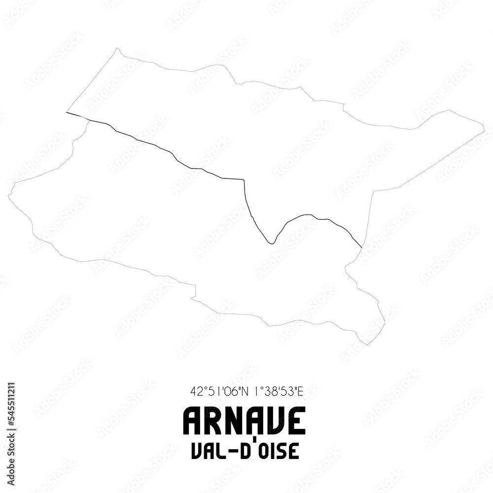 ARNAVE Val-d'Oise. Minimalistic street map with black and white lines.