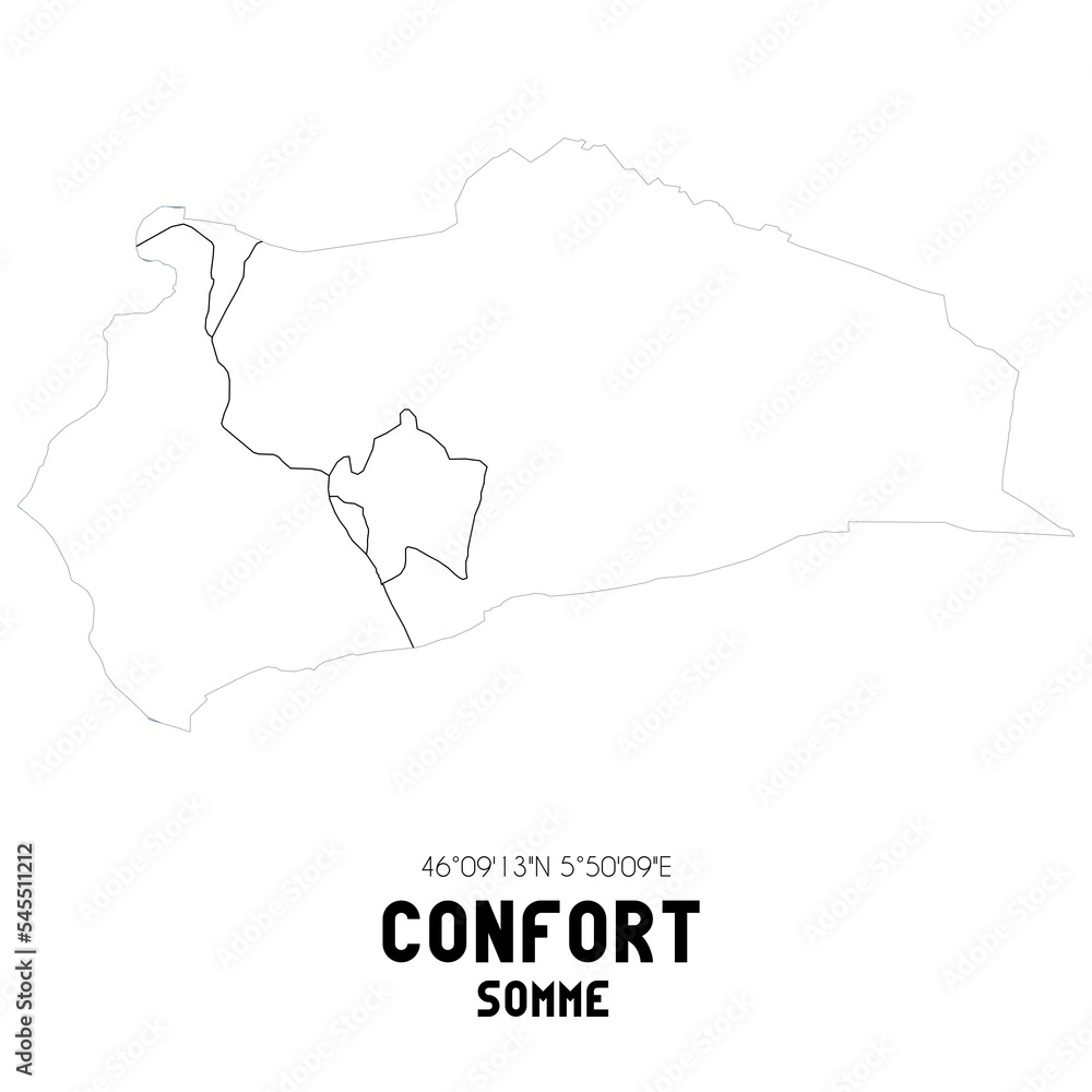 CONFORT Somme. Minimalistic street map with black and white lines.