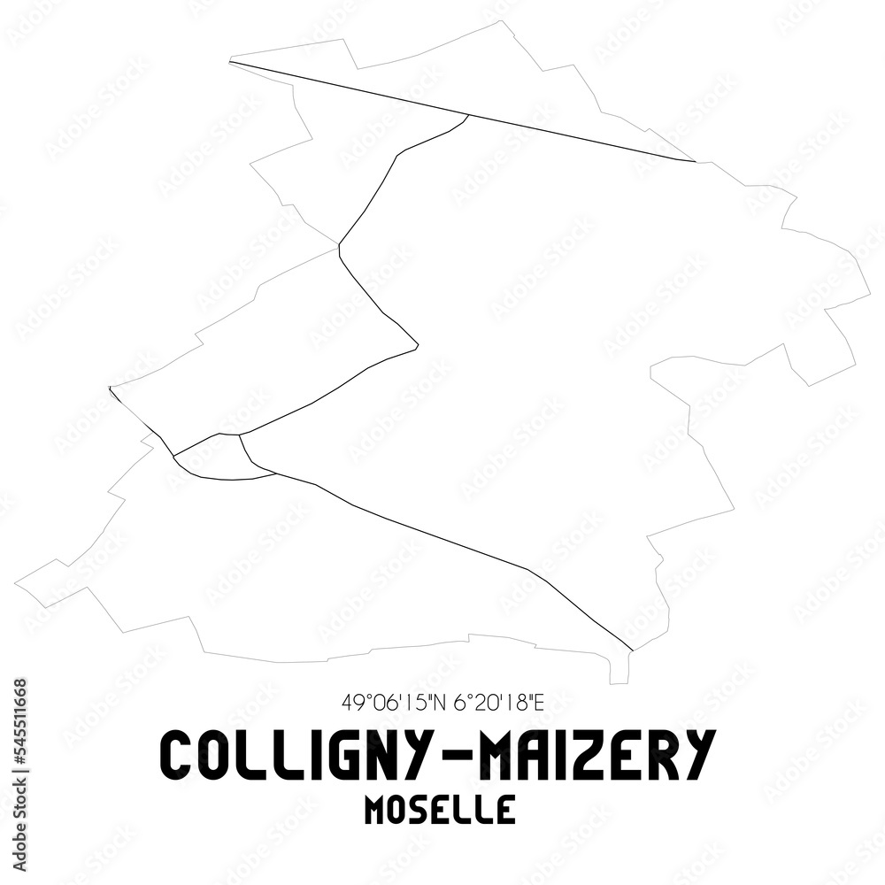 COLLIGNY-MAIZERY Moselle. Minimalistic street map with black and white lines. COLLIGNY-MAIZERY Moselle. Minimalistic street map with black and white lines.