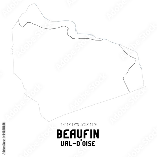 BEAUFIN Val-d'Oise. Minimalistic street map with black and white lines.