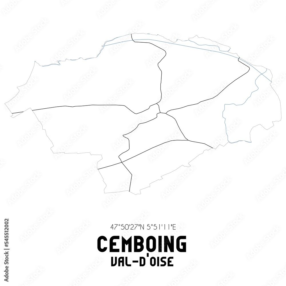 CEMBOING Val-d'Oise. Minimalistic street map with black and white lines.