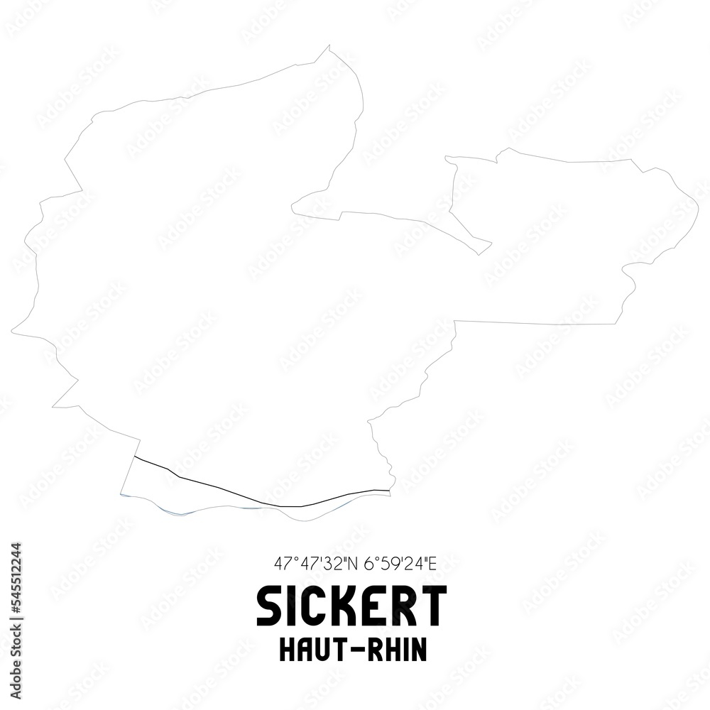 SICKERT Haut-Rhin. Minimalistic street map with black and white lines.