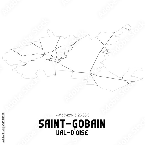 SAINT-GOBAIN Val-d'Oise. Minimalistic street map with black and white lines.