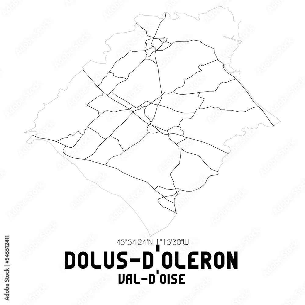 DOLUS-D'OLERON Val-d'Oise. Minimalistic street map with black and white lines.
