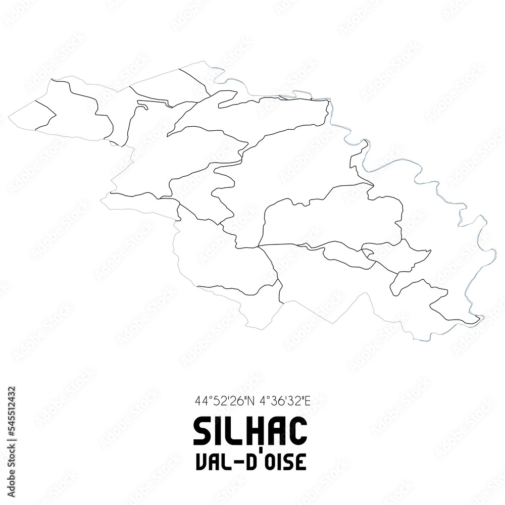 SILHAC Val-d'Oise. Minimalistic street map with black and white lines.