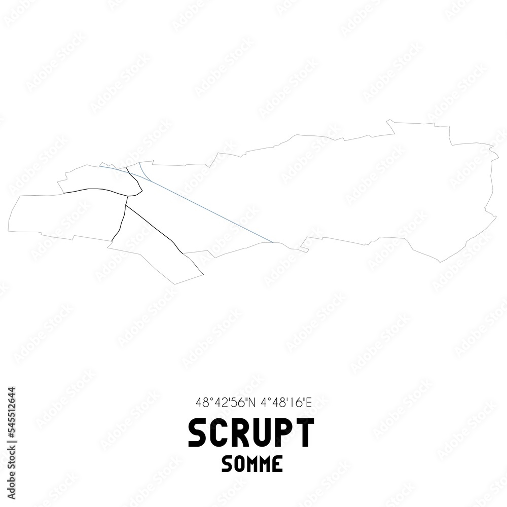 SCRUPT Somme. Minimalistic street map with black and white lines.