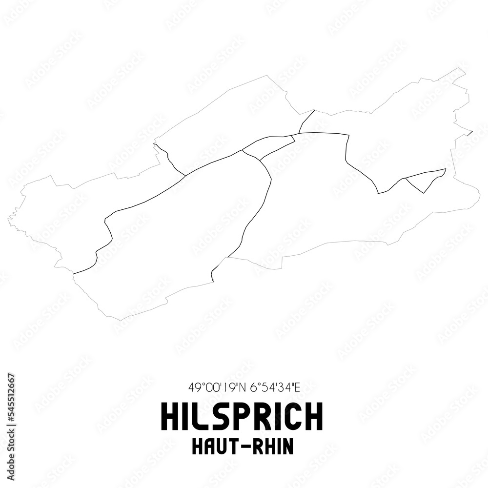 HILSPRICH Haut-Rhin. Minimalistic street map with black and white lines.