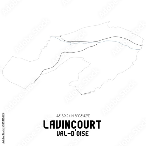 LAVINCOURT Val-d'Oise. Minimalistic street map with black and white lines.