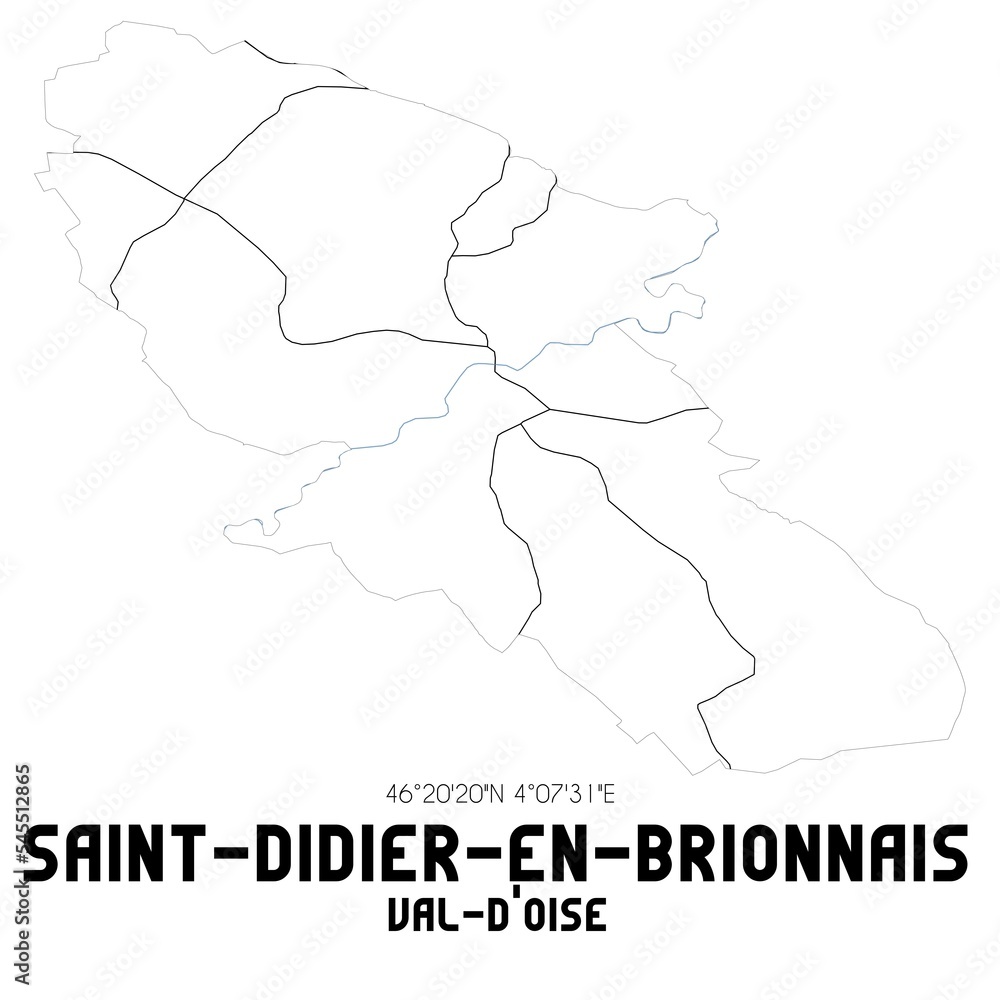 SAINT-DIDIER-EN-BRIONNAIS Val-d'Oise. Minimalistic street map with black and white lines.
