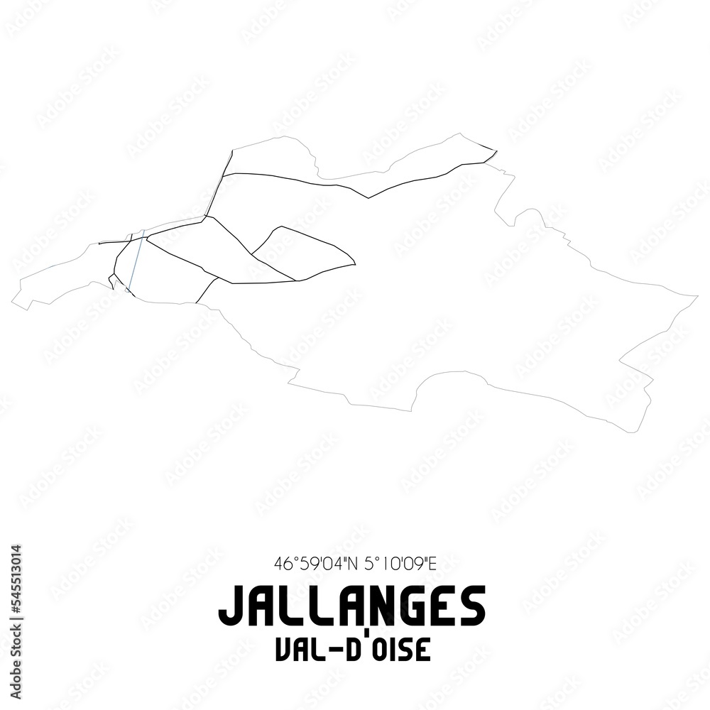 JALLANGES Val-d'Oise. Minimalistic street map with black and white lines. JALLANGES Val-d'Oise. Minimalistic street map with black and white lines.