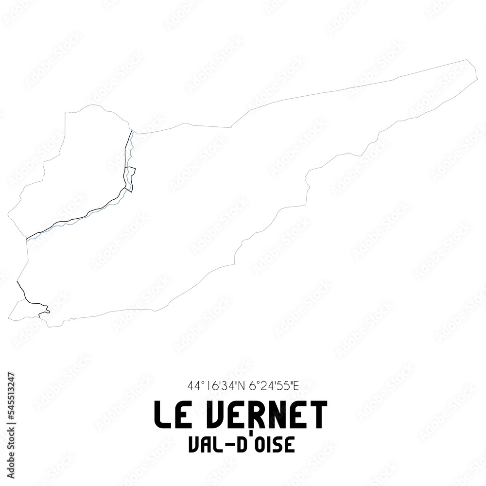 LE VERNET Val-d'Oise. Minimalistic street map with black and white lines. LE VERNET Val-d'Oise. Minimalistic street map with black and white lines.