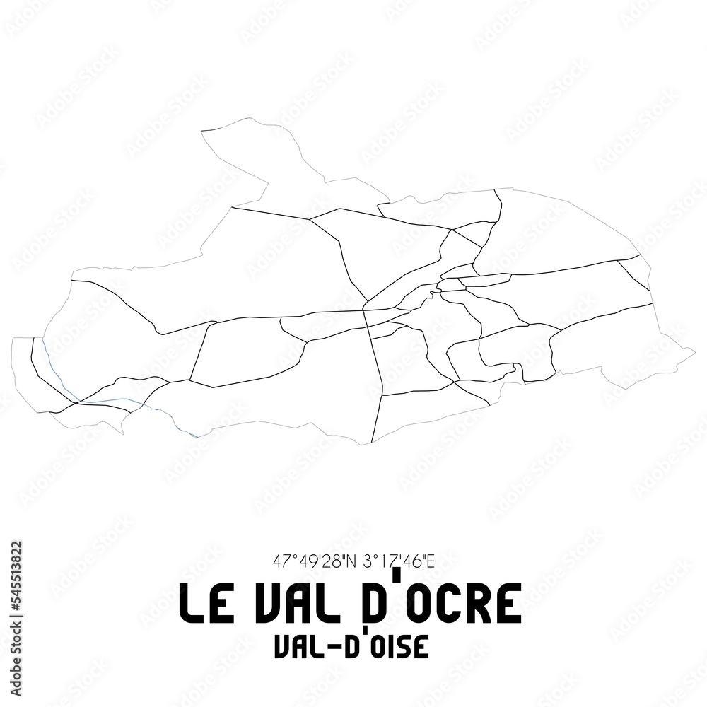 LE VAL D'OCRE Val-d'Oise. Minimalistic street map with black and white lines. LE VAL D'OCRE Val-d'Oise. Minimalistic street map with black and white lines.
