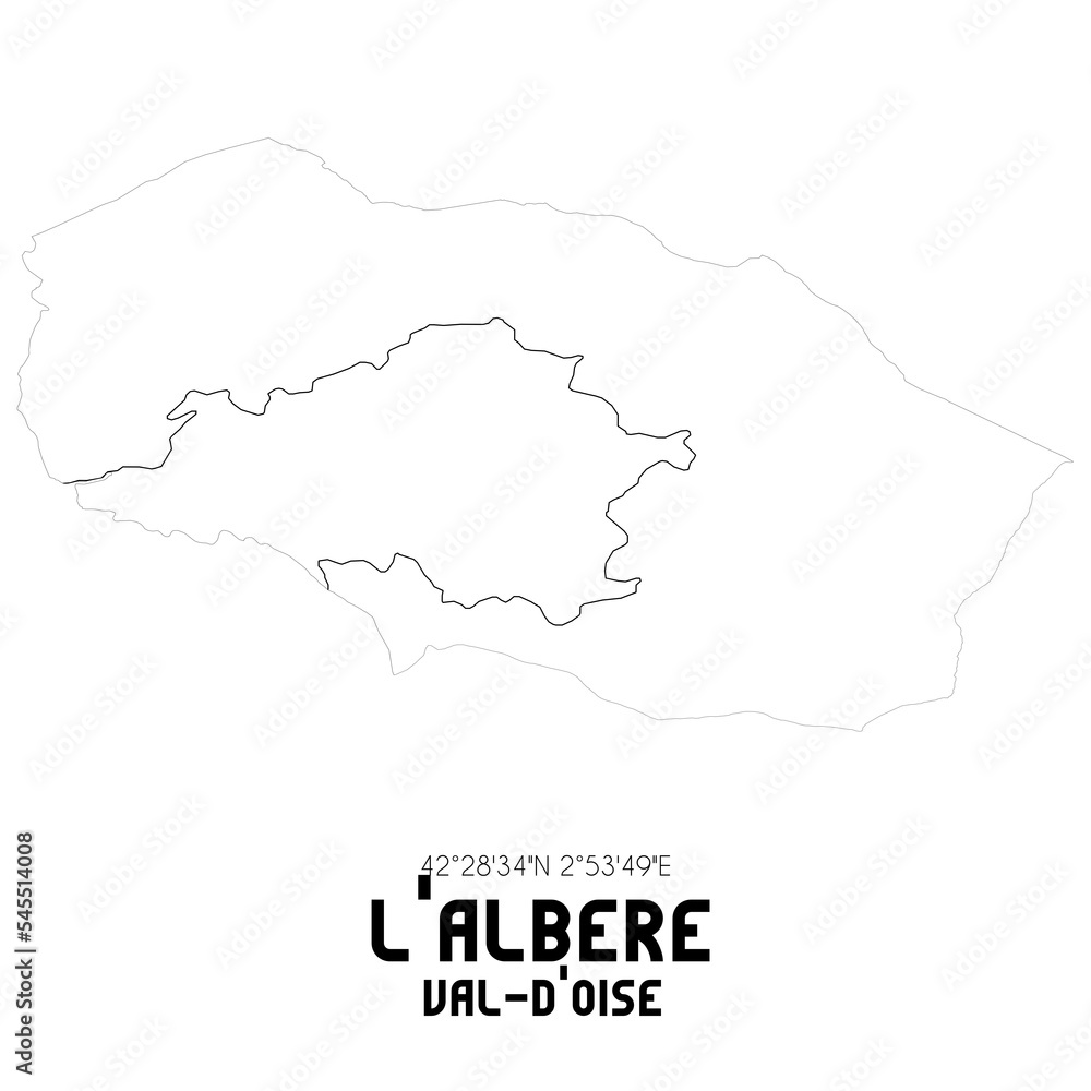 L'ALBERE Val-d'Oise. Minimalistic street map with black and white lines.