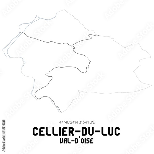 CELLIER-DU-LUC Val-d Oise. Minimalistic street map with black and white lines.