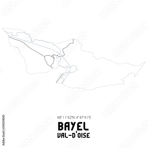 BAYEL Val-d'Oise. Minimalistic street map with black and white lines.