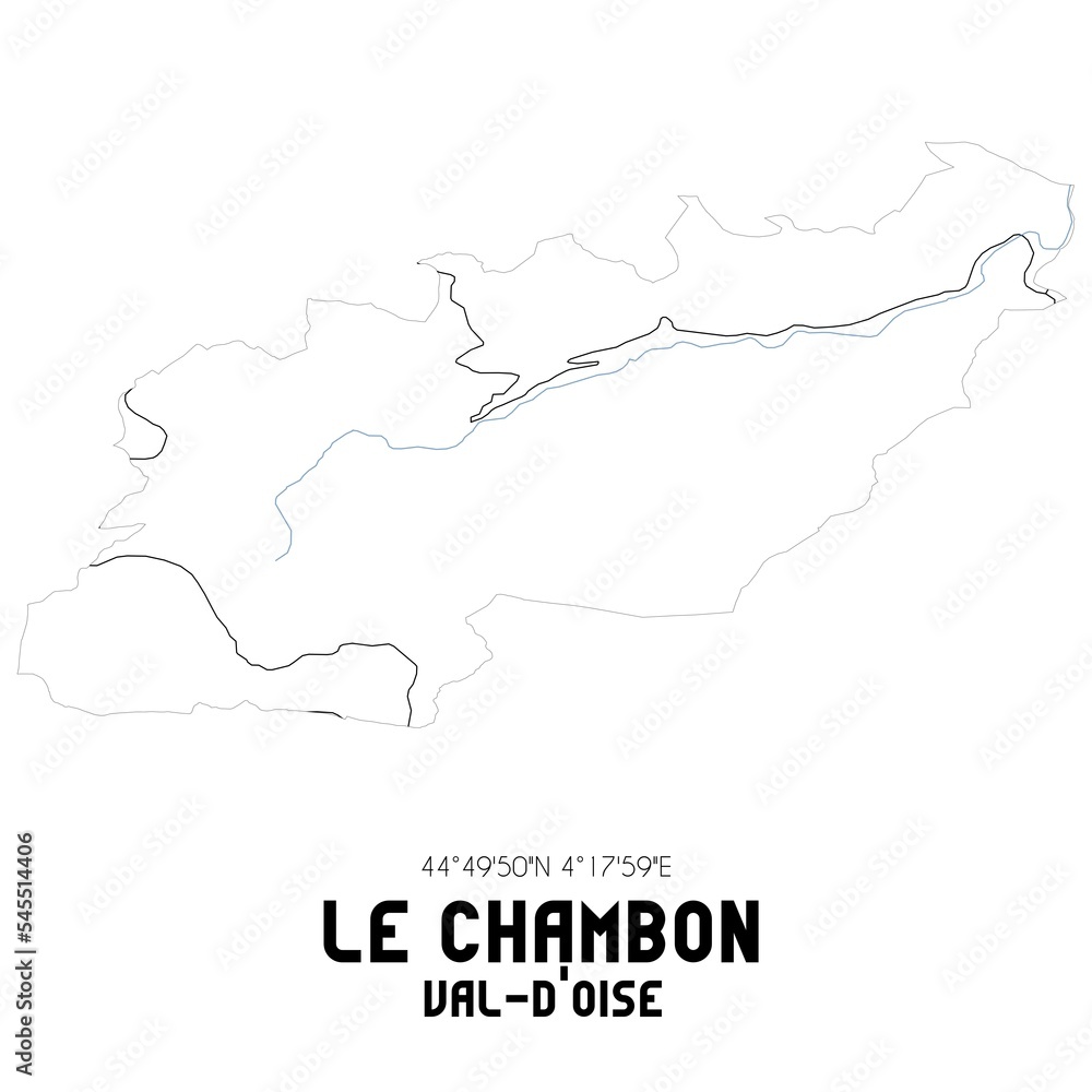 LE CHAMBON Val-d'Oise. Minimalistic street map with black and white lines.
