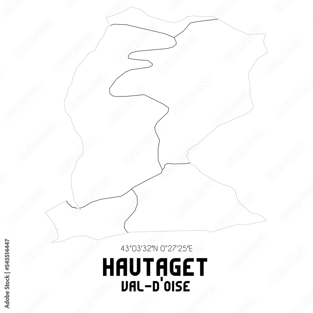 HAUTAGET Val-d'Oise. Minimalistic street map with black and white lines.