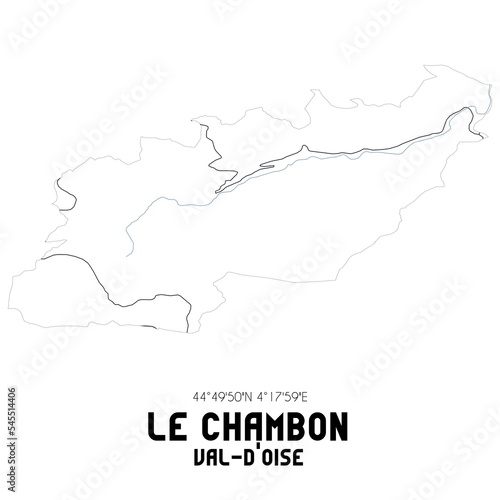 LE CHAMBON Val-d'Oise. Minimalistic street map with black and white lines.