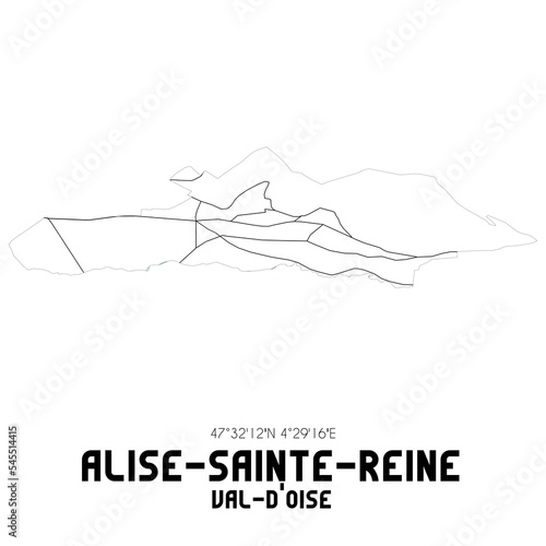 ALISE-SAINTE-REINE Val-d'Oise. Minimalistic street map with black and white lines.