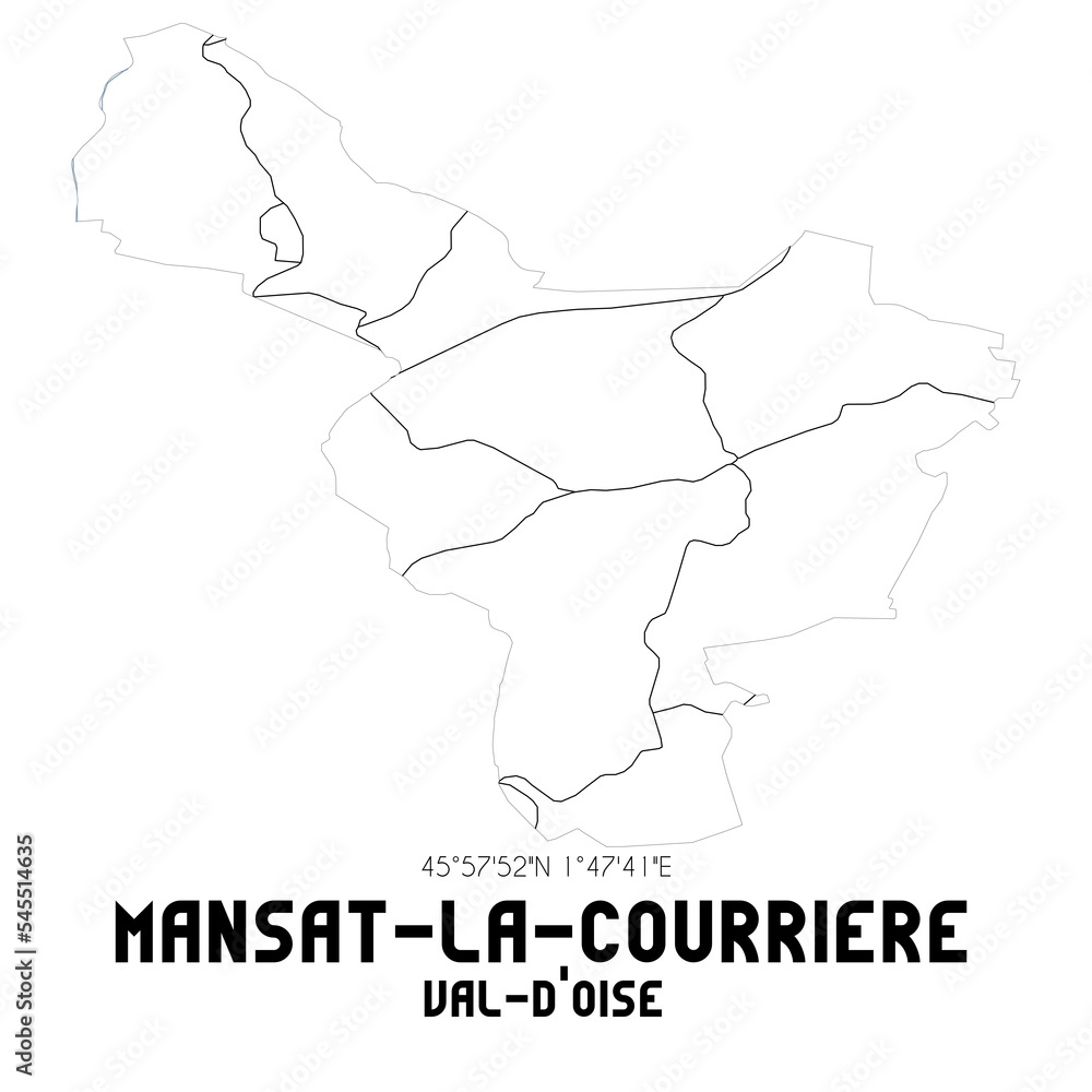 MANSAT-LA-COURRIERE Val-d'Oise. Minimalistic street map with black and white lines.