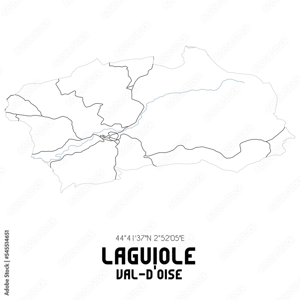 LAGUIOLE Val-d'Oise. Minimalistic street map with black and white lines.