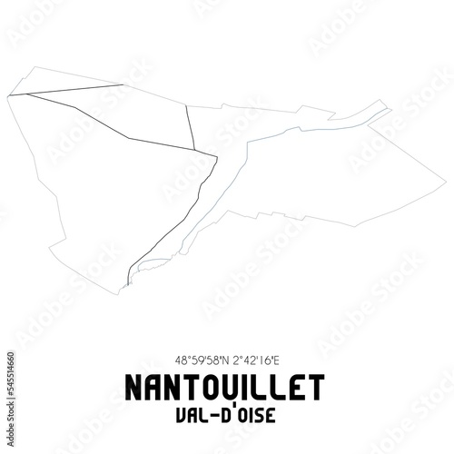 NANTOUILLET Val-d'Oise. Minimalistic street map with black and white lines.