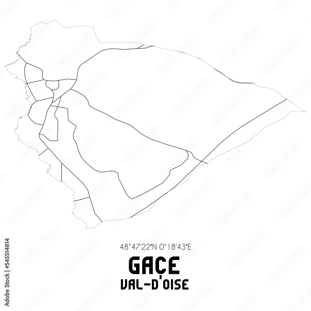 GACE Val-d'Oise. Minimalistic street map with black and white lines. GACE Val-d'Oise. Minimalistic street map with black and white lines.