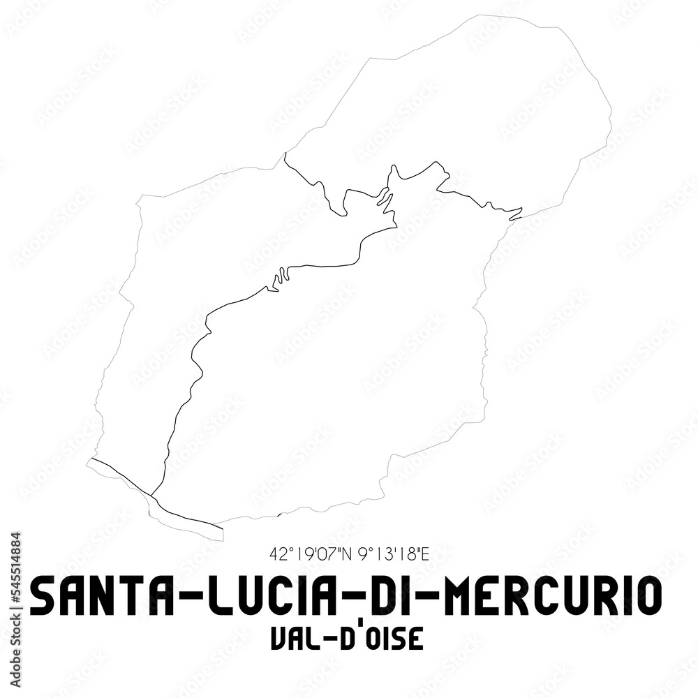 SANTA-LUCIA-DI-MERCURIO Val-d'Oise. Minimalistic street map with black and white lines.
