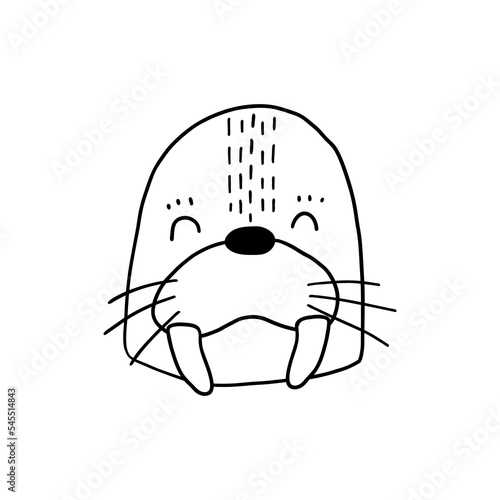 Scandinavian animal face. Nordic cute head. Vector hand drawn face for nurcery print textile