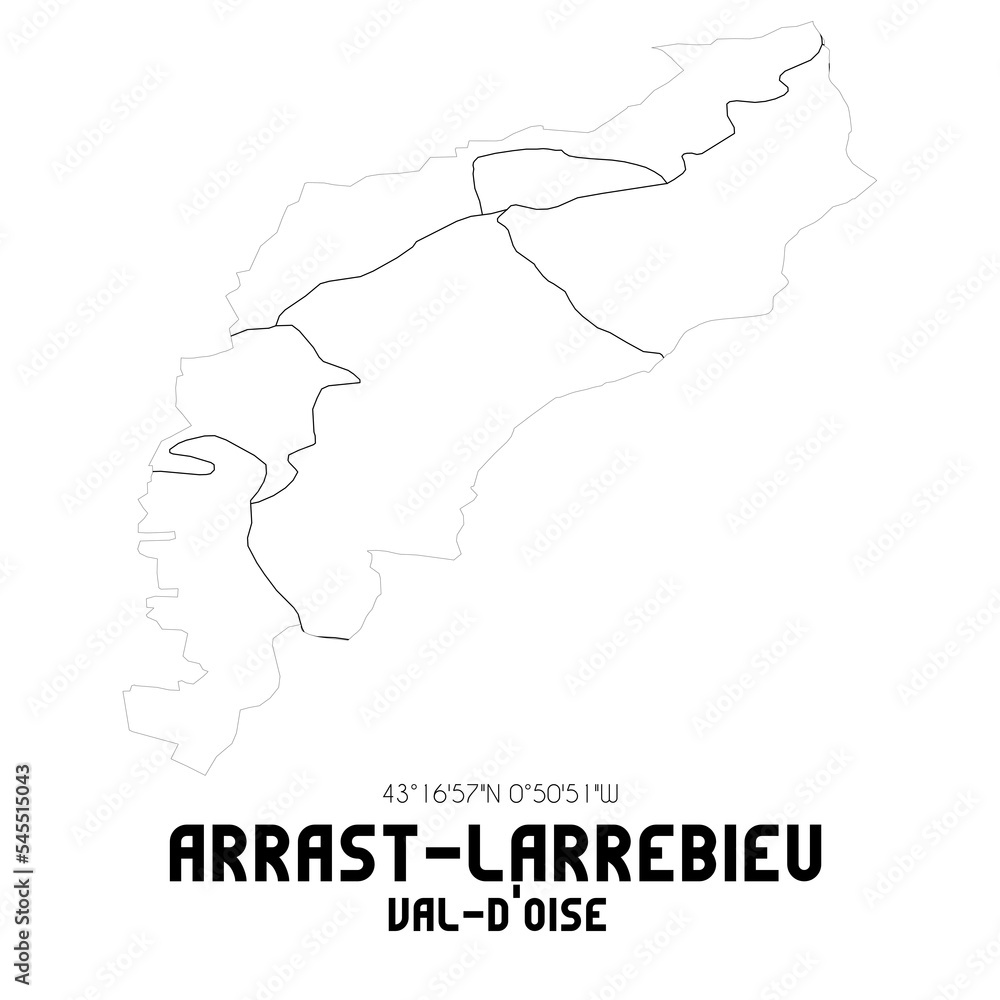 ARRAST-LARREBIEU Val-d'Oise. Minimalistic street map with black and white lines.