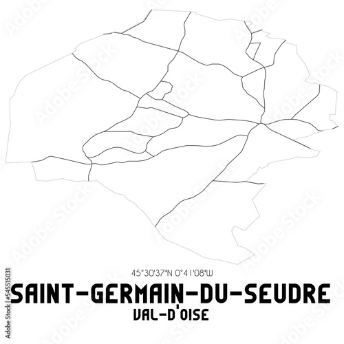 SAINT-GERMAIN-DU-SEUDRE Val-d'Oise. Minimalistic street map with black and white lines.