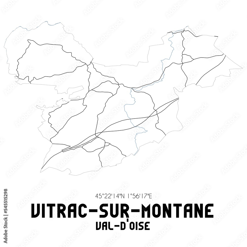 VITRAC-SUR-MONTANE Val-d'Oise. Minimalistic street map with black and white lines. VITRAC-SUR-MONTANE Val-d'Oise. Minimalistic street map with black and white lines.