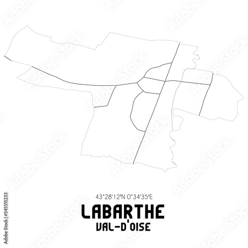 LABARTHE Val-d'Oise. Minimalistic street map with black and white lines.