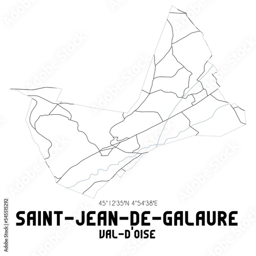 SAINT-JEAN-DE-GALAURE Val-d'Oise. Minimalistic street map with black and white lines.