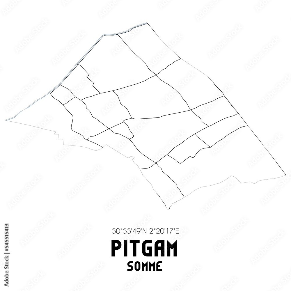 PITGAM Somme. Minimalistic street map with black and white lines.