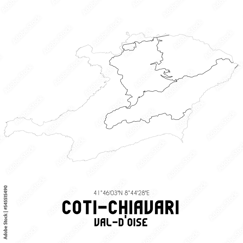 COTI-CHIAVARI Val-d'Oise. Minimalistic street map with black and white lines.