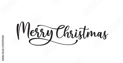 MERRY CHRISTMAS brush hand lettering  isolated on white background