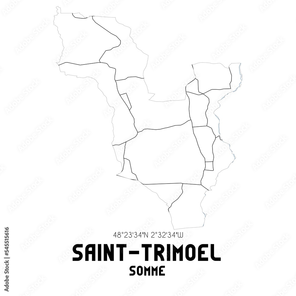 SAINT-TRIMOEL Somme. Minimalistic street map with black and white lines. SAINT-TRIMOEL Somme. Minimalistic street map with black and white lines.