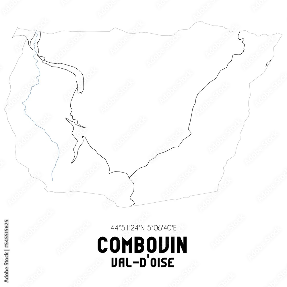 COMBOVIN Val-d'Oise. Minimalistic street map with black and white lines.
