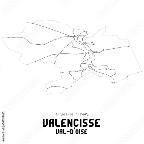 VALENCISSE Val-d'Oise. Minimalistic street map with black and white lines.